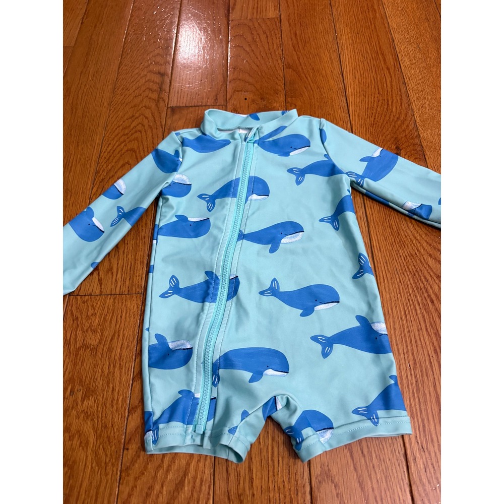 Carters Just One You Baby Boy Whale Print Long Sleeve Rash Guard Swimsuit 9M